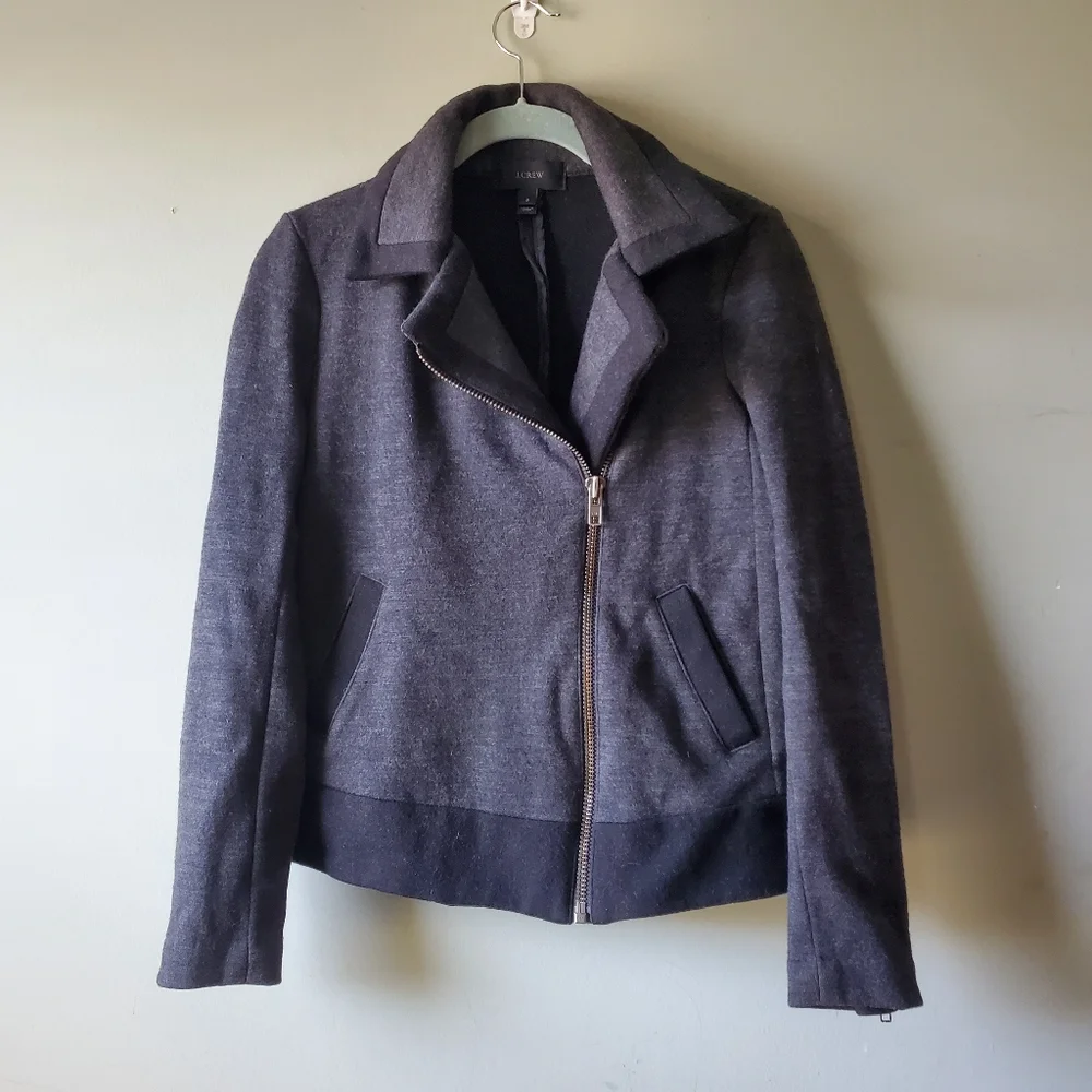 J. Crew Stretch Wool Motorcycle Jacket 07569 Size 2